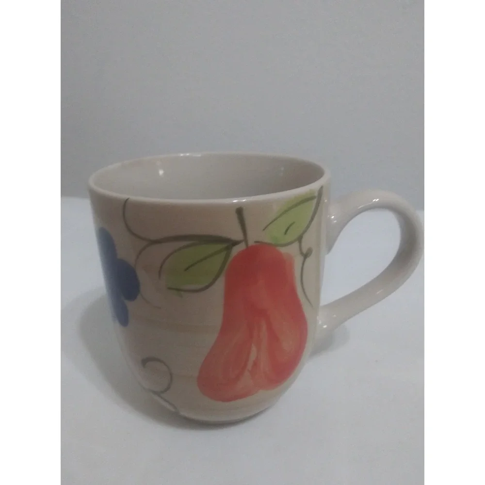 Royal Norfolk Large Fruit Pattern Greenbrier Coffee Cup Int'l Hand‎ Painted